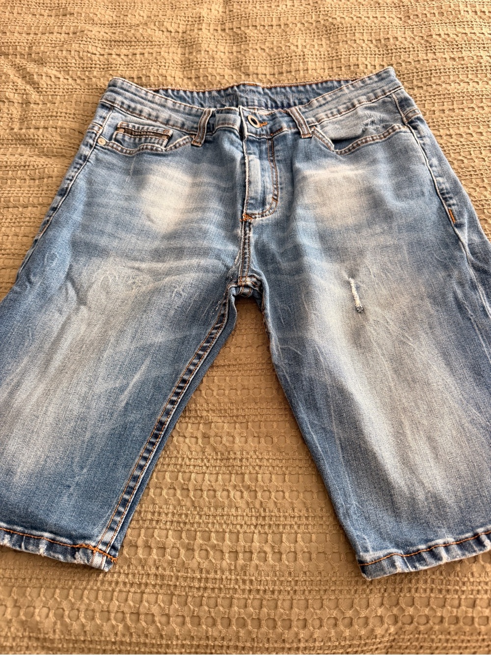 Calvin Klein Light Blue Faded Denim Shorts